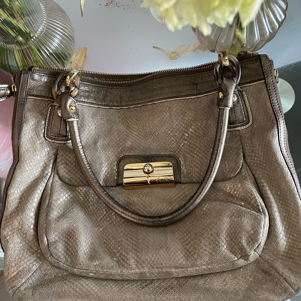 COACH Kristin python embossed purse